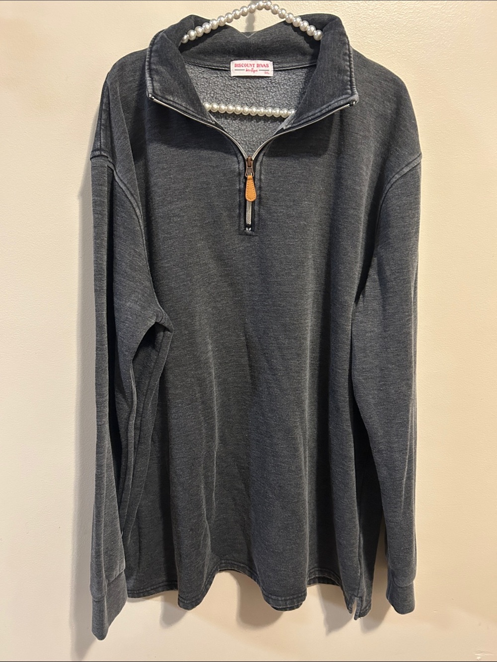 Discount Divas Boutique Black Quarter Zip Pullover Sweatshirt 3XL